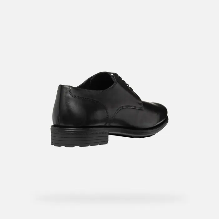 Man Geox Formal Shoes WALK PLEASURE F MAN Black Leather Shoes Black