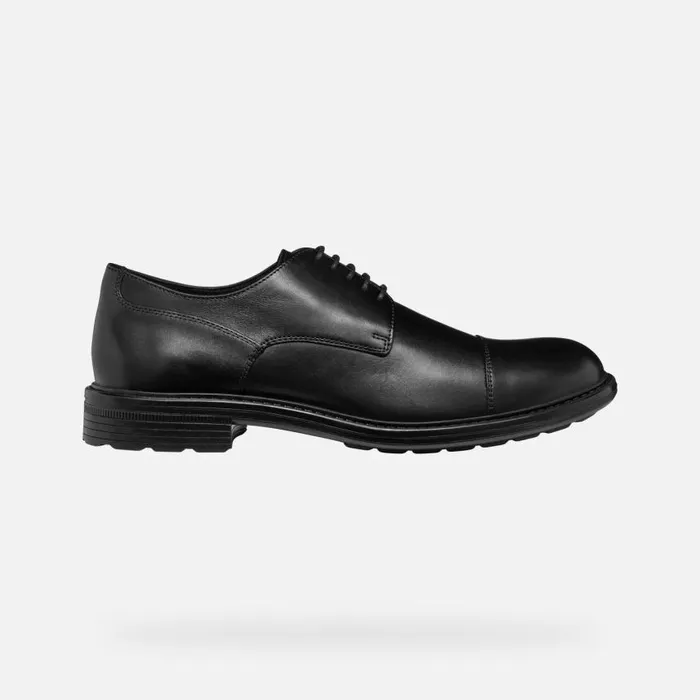Man Geox Formal Shoes WALK PLEASURE MAN Black Leather Shoes Black
