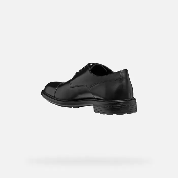 Man Geox Formal Shoes WALK PLEASURE MAN Black Leather Shoes Black
