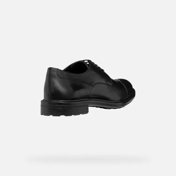 Man Geox Formal Shoes WALK PLEASURE MAN Black Leather Shoes Black