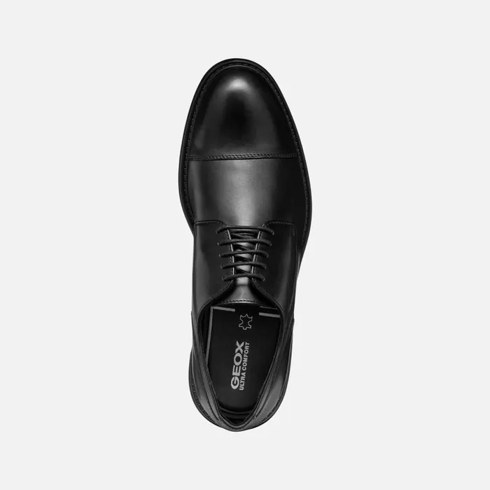 Man Geox Formal Shoes WALK PLEASURE MAN Black Leather Shoes Black