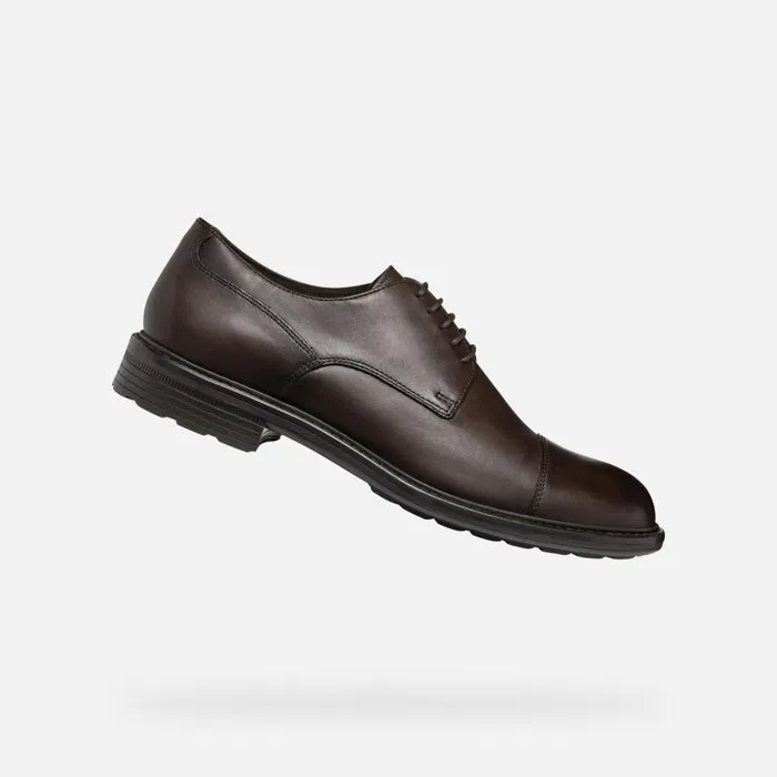 Man Geox Formal Shoes WALK PLEASURE MAN Coffee Leather Shoes Coffee