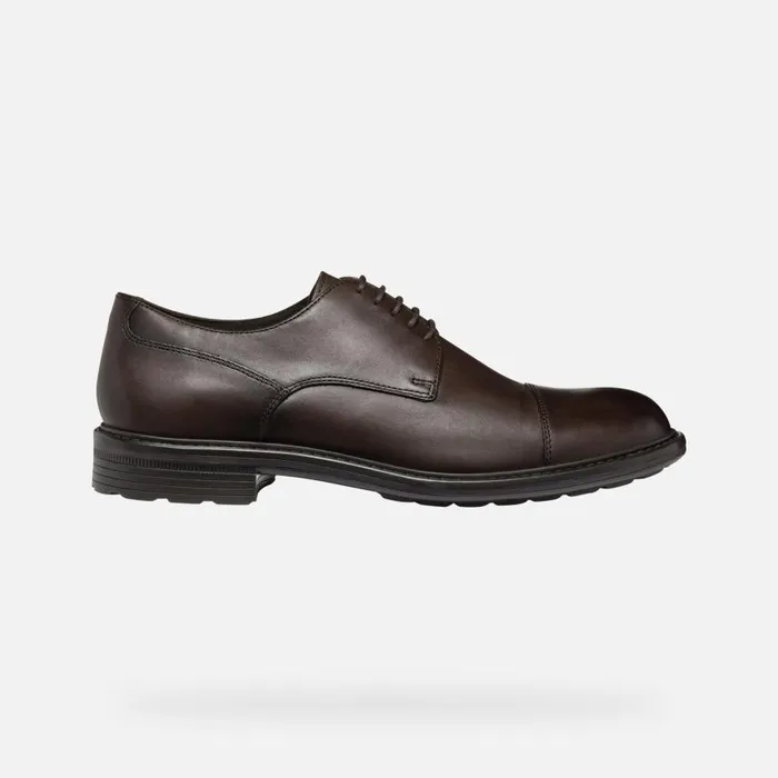 Man Geox Formal Shoes WALK PLEASURE MAN Coffee Leather Shoes Coffee