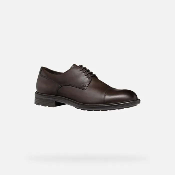 Man Geox Formal Shoes WALK PLEASURE MAN Coffee Leather Shoes Coffee