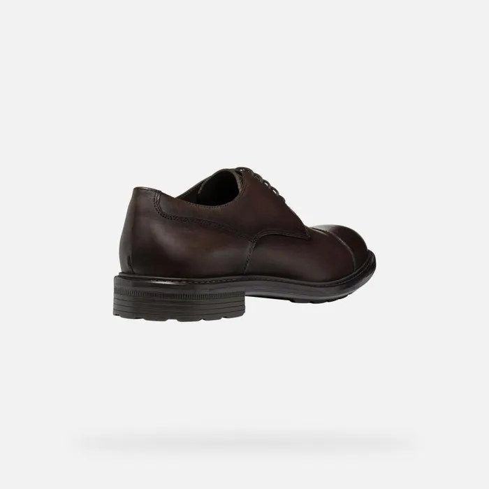 Man Geox Formal Shoes WALK PLEASURE MAN Coffee Leather Shoes Coffee