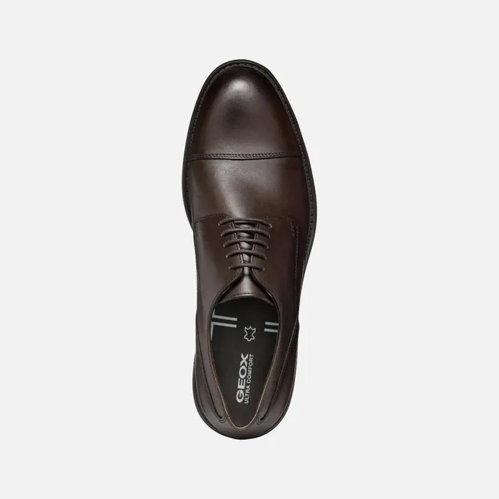 Man Geox Formal Shoes WALK PLEASURE MAN Coffee Leather Shoes Coffee