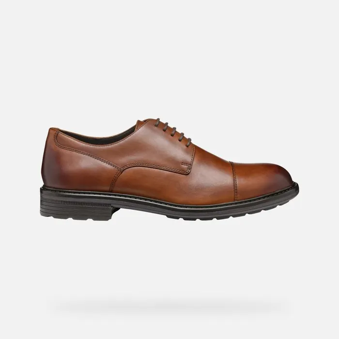 Man Geox Formal Shoes WALK PLEASURE MAN Cognac Leather Shoes Cognac