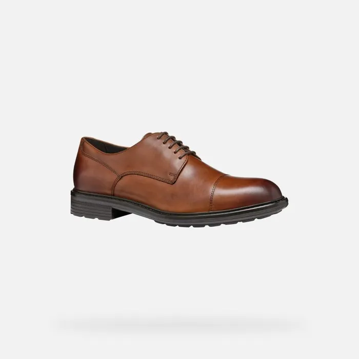Man Geox Formal Shoes WALK PLEASURE MAN Cognac Leather Shoes Cognac