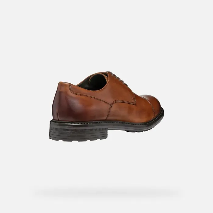 Man Geox Formal Shoes WALK PLEASURE MAN Cognac Leather Shoes Cognac