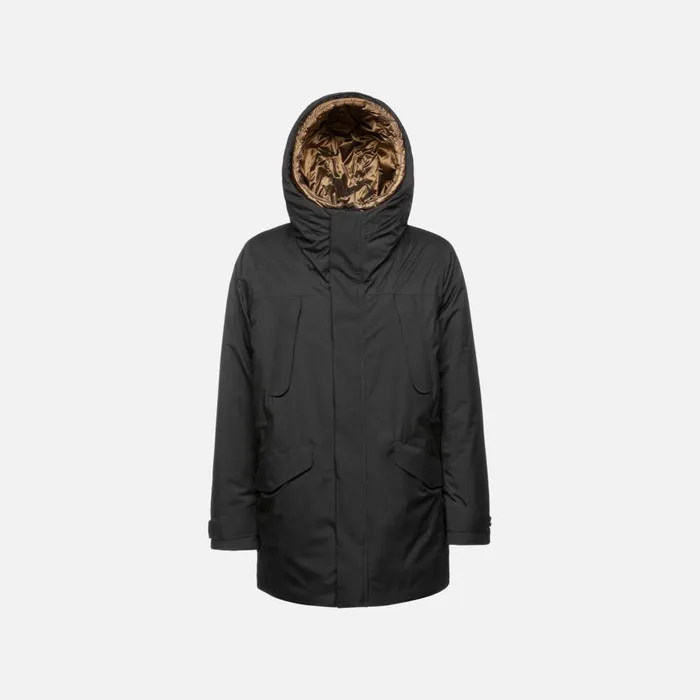 Man Geox Jackets TERRESTRE ABX MAN Black Long Parka Black