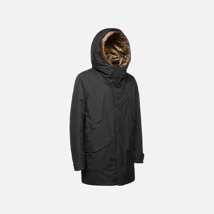 Man Geox Jackets TERRESTRE ABX MAN Black Long Parka Black