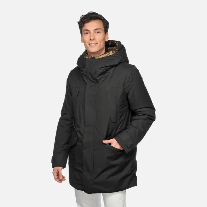 Man Geox Jackets TERRESTRE ABX MAN Black Long Parka Black