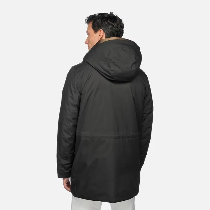 Man Geox Jackets TERRESTRE ABX MAN Black Long Parka Black