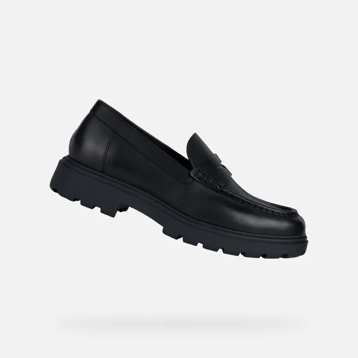 Man Geox Loafers SPHERICA EC7 Leather Loafers Black Man Geox Black