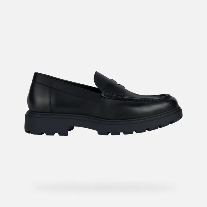 Man Geox Loafers SPHERICA EC7 Leather Loafers Black Man Geox Black