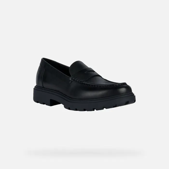 Man Geox Loafers SPHERICA EC7 Leather Loafers Black Man Geox Black