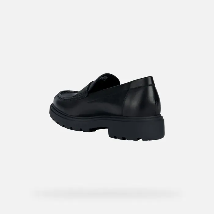 Man Geox Loafers SPHERICA EC7 Leather Loafers Black Man Geox Black