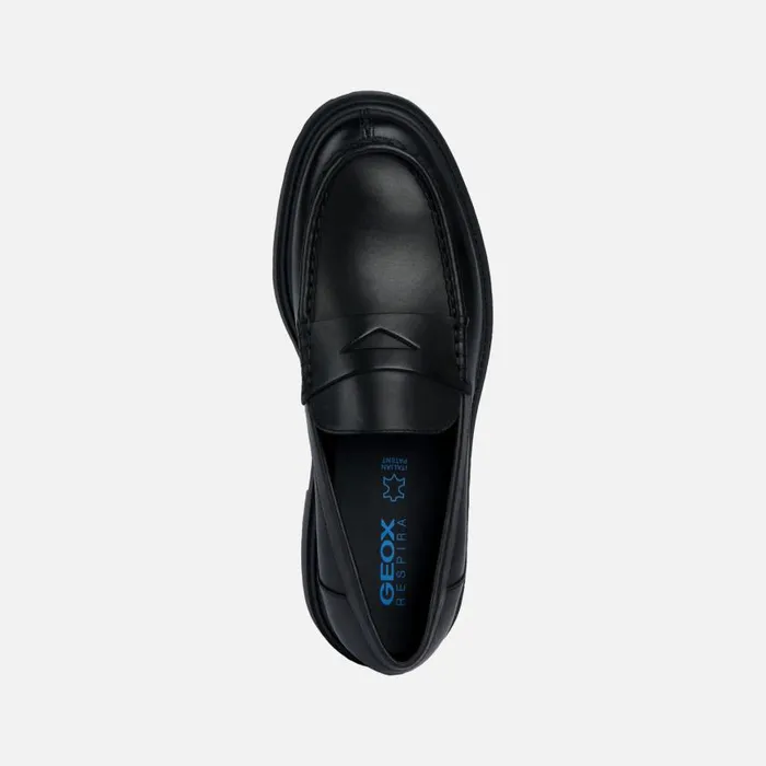Man Geox Loafers SPHERICA EC7 Leather Loafers Black Man Geox Black