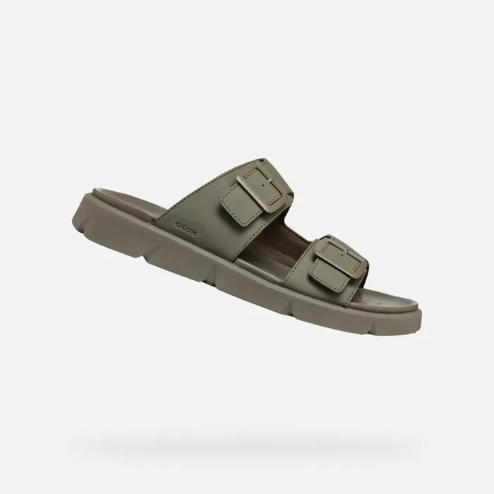 Man Geox Mules And Slippers XAND 2S MAN Light Olive Green Slides Shoes Light Olive Green