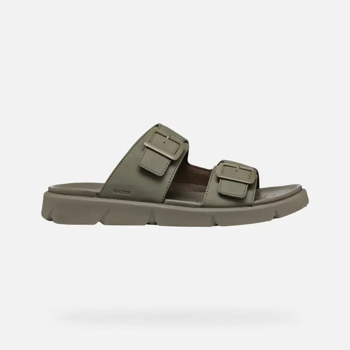 Man Geox Mules And Slippers XAND 2S MAN Light Olive Green Slides Shoes Light Olive Green