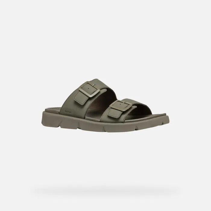 Man Geox Mules And Slippers XAND 2S MAN Light Olive Green Slides Shoes Light Olive Green