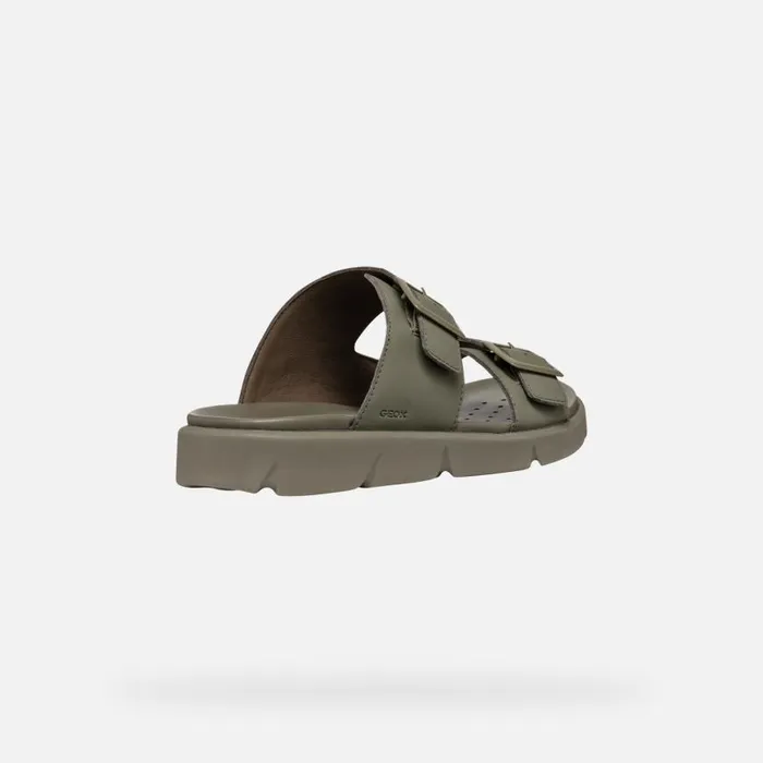 Man Geox Mules And Slippers XAND 2S MAN Light Olive Green Slides Shoes Light Olive Green