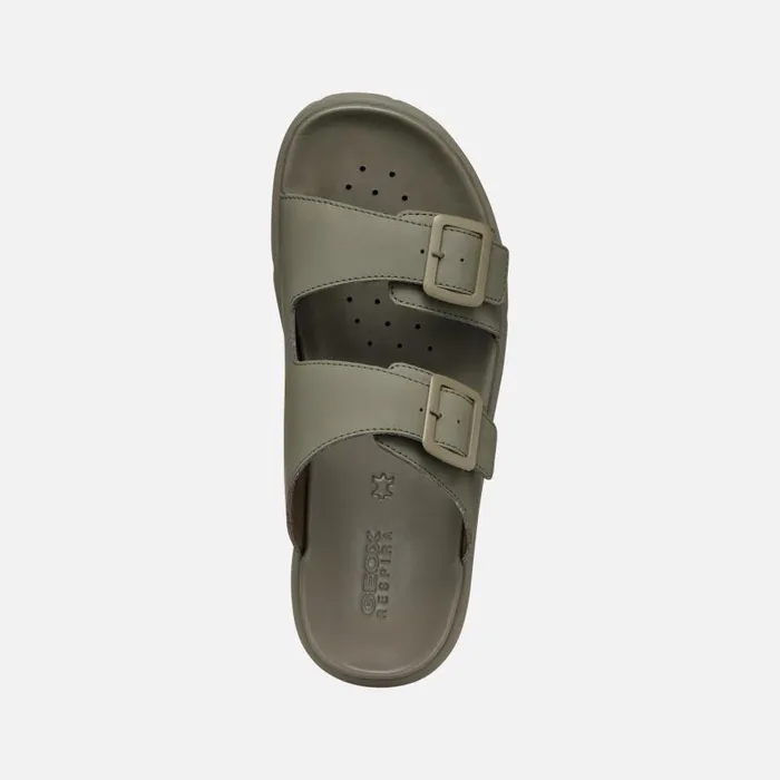Man Geox Mules And Slippers XAND 2S MAN Light Olive Green Slides Shoes Light Olive Green