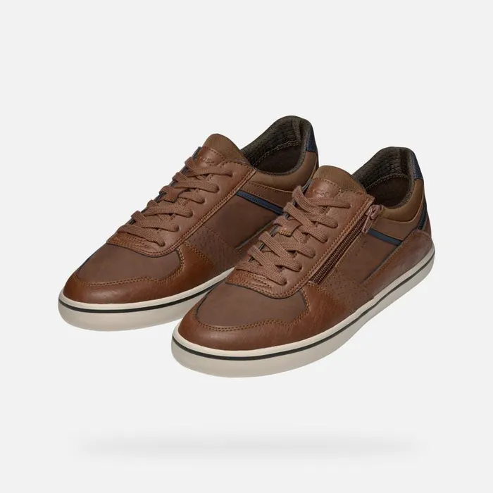 Man Geox Sneakers ELVER MAN Cognac Low Top Sneakers Cognac