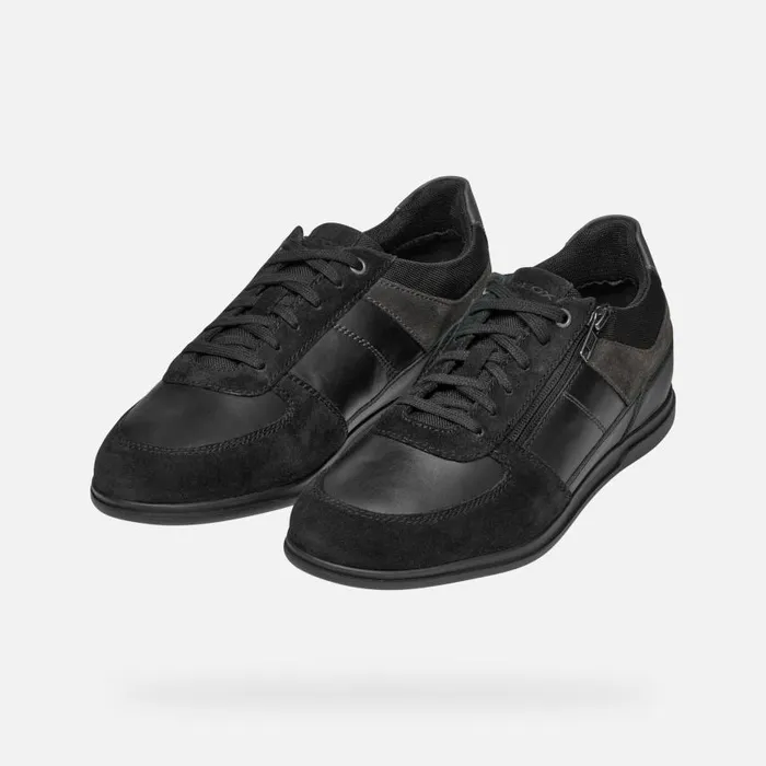 Man Geox Sneakers RENAN MAN BlackAnthracite Low Top Sneakers Blackanthracite