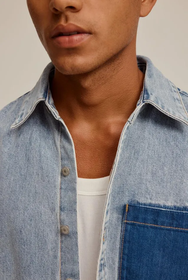 Man Venroy Jackets Contrast Denim Jacket