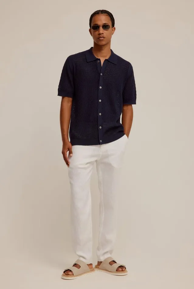 Man Venroy Knitwear Crochet Border Shirt