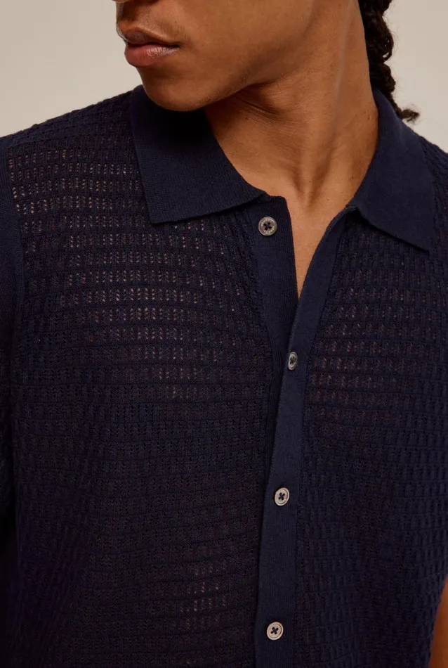 Man Venroy Knitwear Crochet Border Shirt
