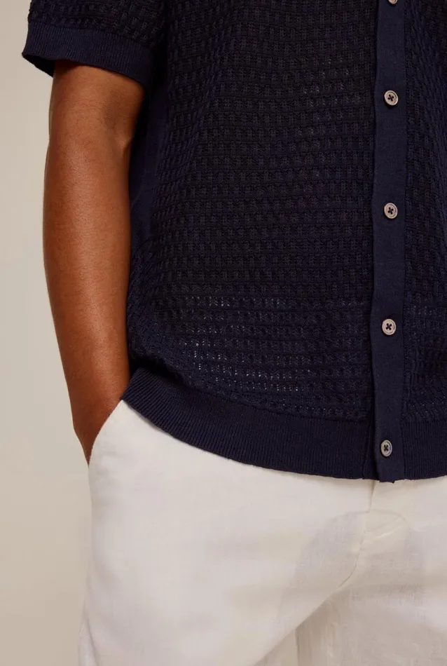 Man Venroy Knitwear Crochet Border Shirt