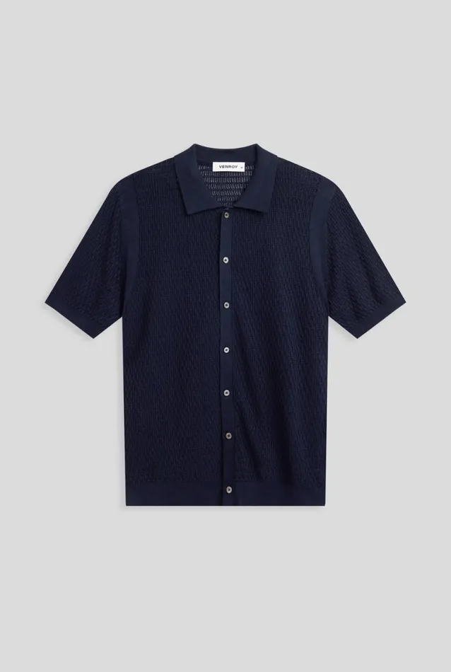 Man Venroy Knitwear Crochet Border Shirt