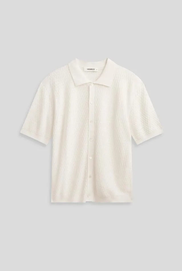 Man Venroy Knitwear Crochet Border Shirt