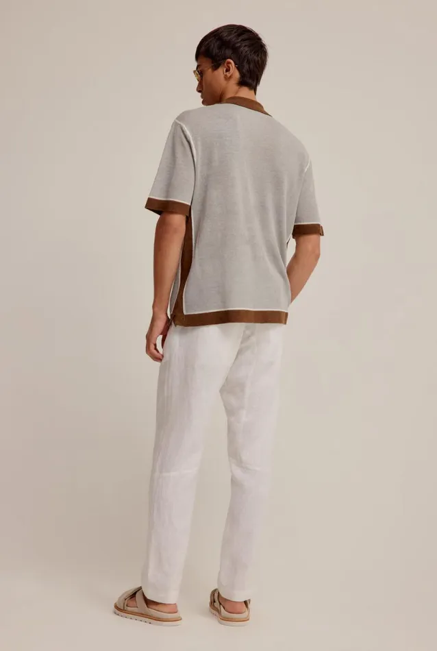 Man Venroy Knitwear Knitted Contrast Short Sleeve Shirt