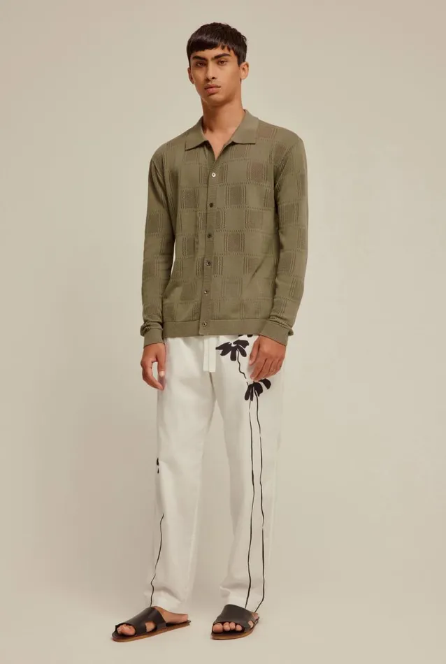 Man Venroy Knitwear Long Sleeve Check Knitted Shirt
