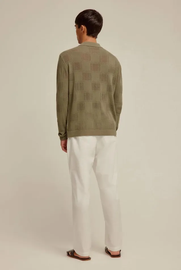 Man Venroy Knitwear Long Sleeve Check Knitted Shirt