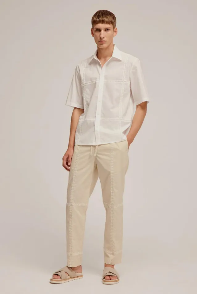 Man Venroy Pants Panelled Crochet Stitch Trouser