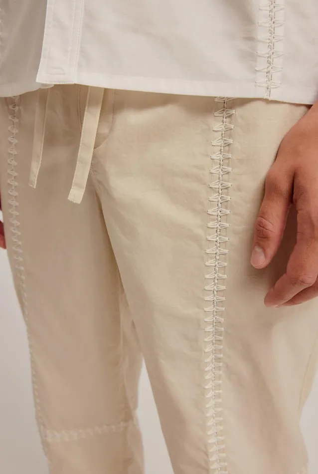 Man Venroy Pants Panelled Crochet Stitch Trouser