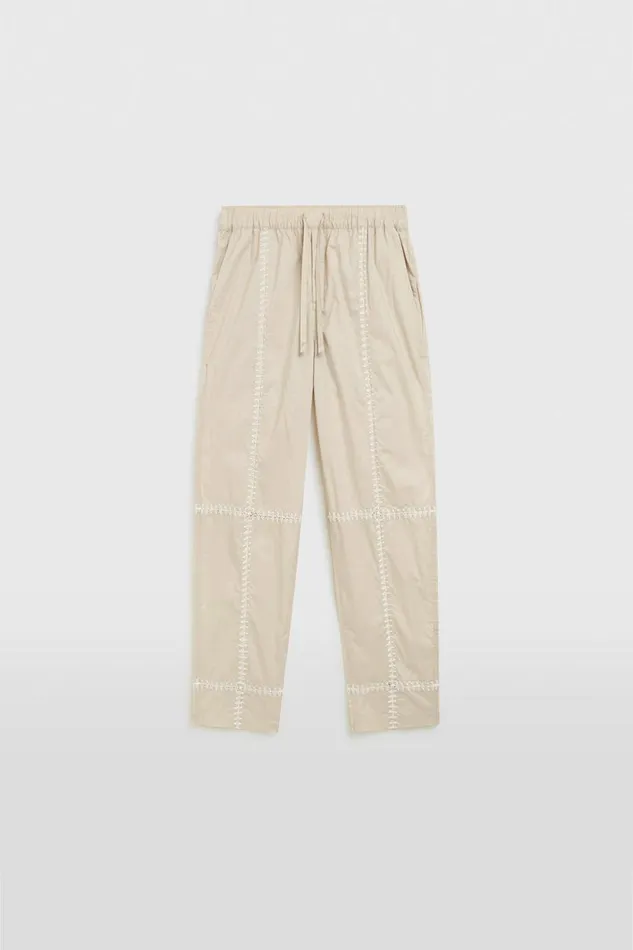 Man Venroy Pants Panelled Crochet Stitch Trouser