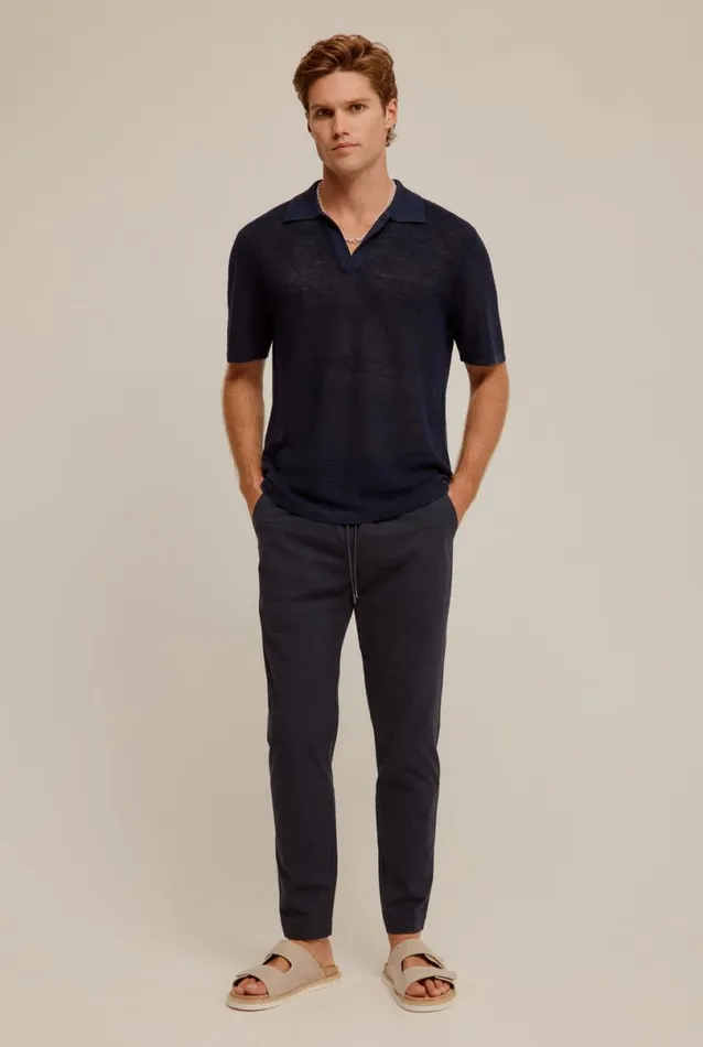 Man Venroy Polos Rib Knit Open Neck Polo
