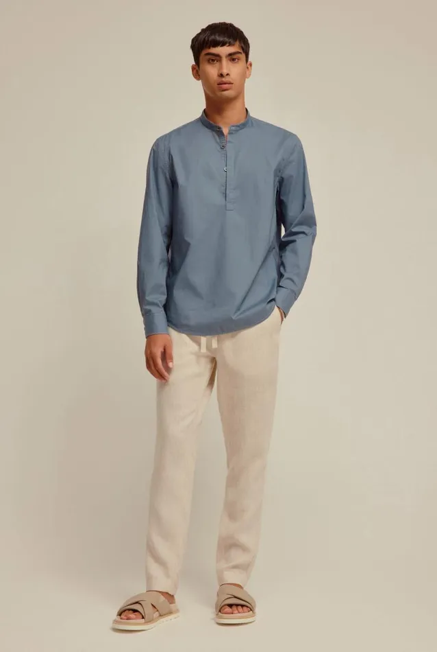 Man Venroy Shirts Long Sleeve Cotton Pop Over