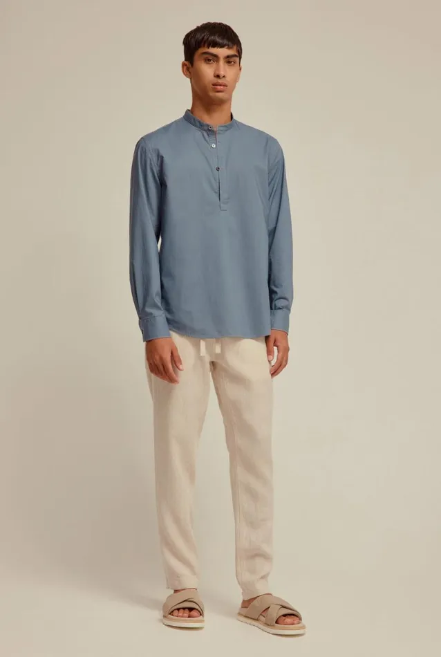 Man Venroy Shirts Long Sleeve Cotton Pop Over