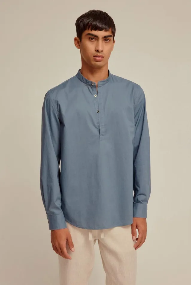 Man Venroy Shirts Long Sleeve Cotton Pop Over