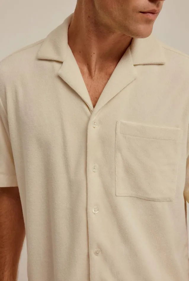 Man Venroy Shirts Nylon Panel Terry Camp Collar Shirt