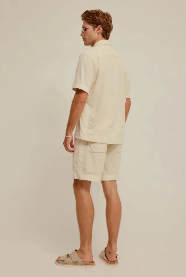 Man Venroy Shirts Nylon Panel Terry Camp Collar Shirt