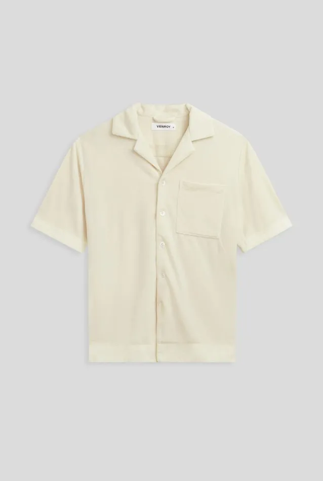 Man Venroy Shirts Nylon Panel Terry Camp Collar Shirt