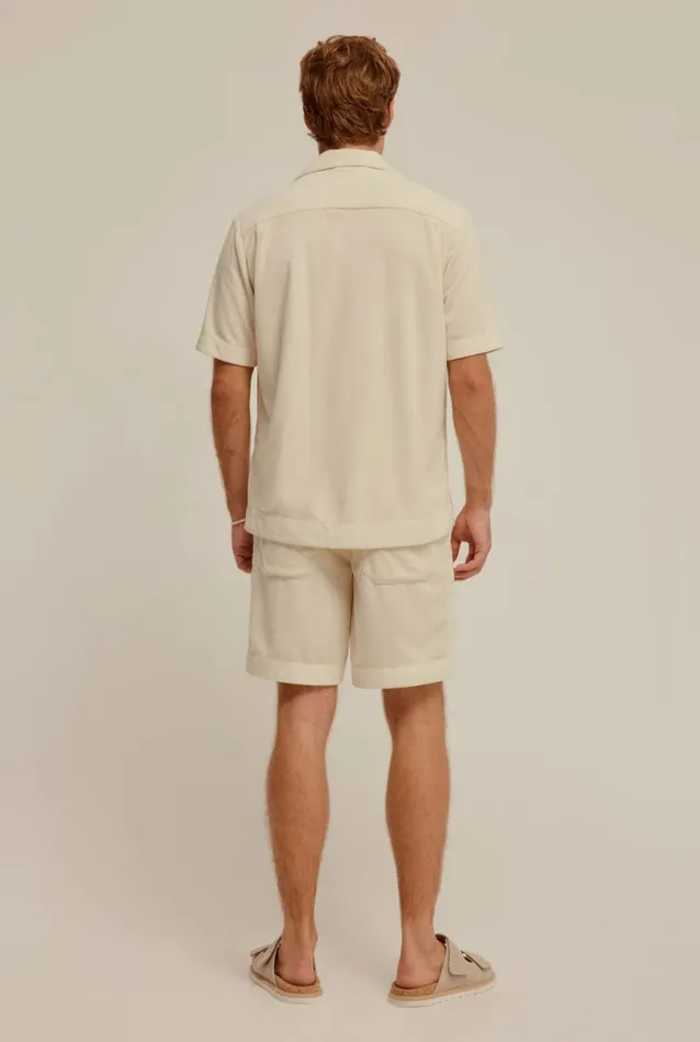 Man Venroy Shirts Nylon Panel Terry Camp Collar Shirt