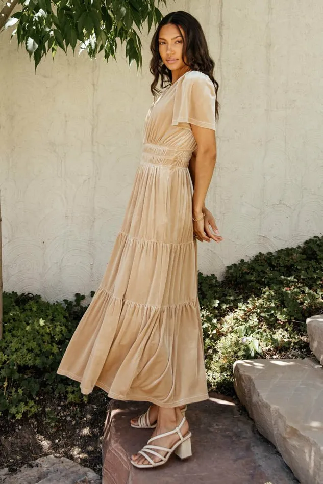 Marlowe Velvet Dress In Champagne Champagne Women Bohme Dresses